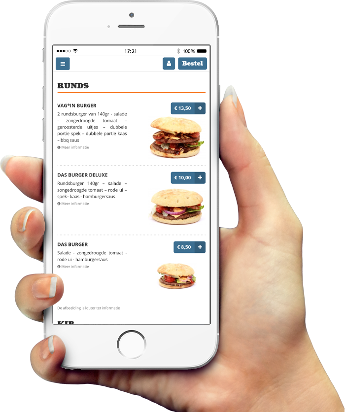 Voorbeeld van onze app op smartphone Voorbeeld van onze app op smartphone